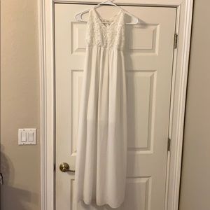 White Maxi, lace top, sheer bottom